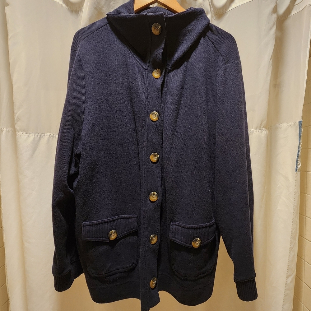 Navy Button up Cardigan Sweater